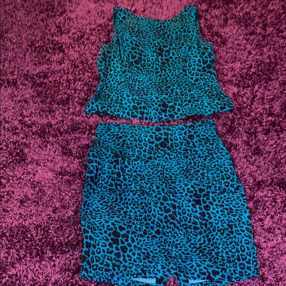 Dana Buchman Vintage Teal Leopard Print Set
